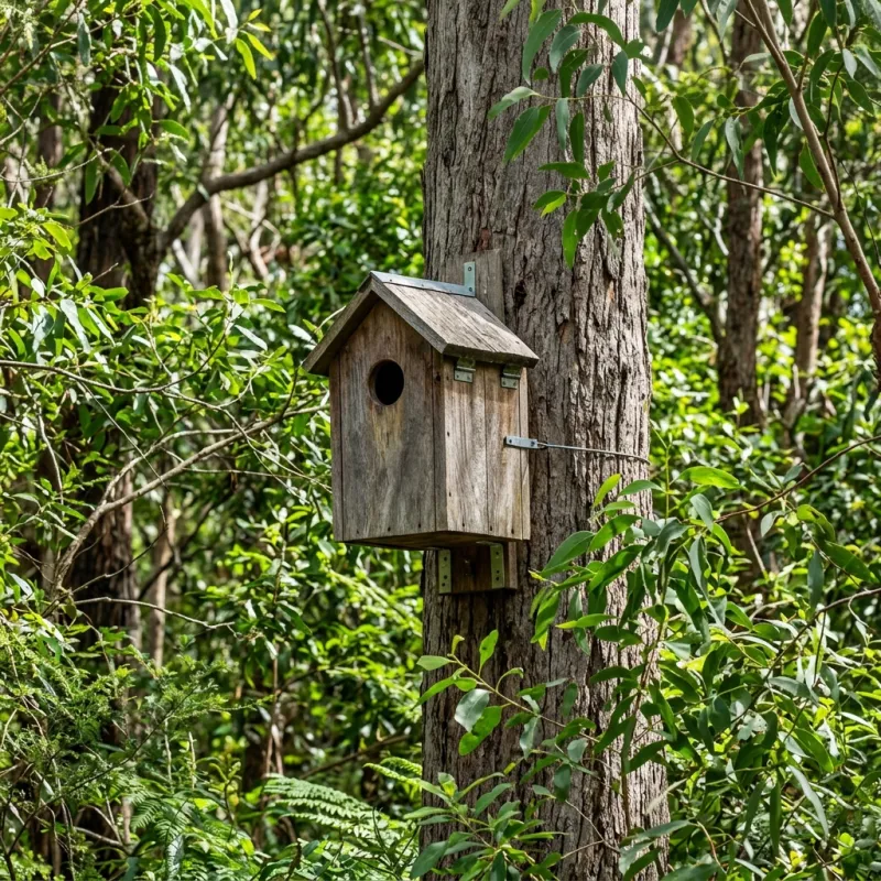 Animal nesting box installed as a humane alternative to a Carlton roof cavity